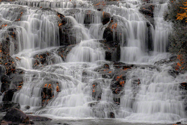 Waterfall and Red Leaves